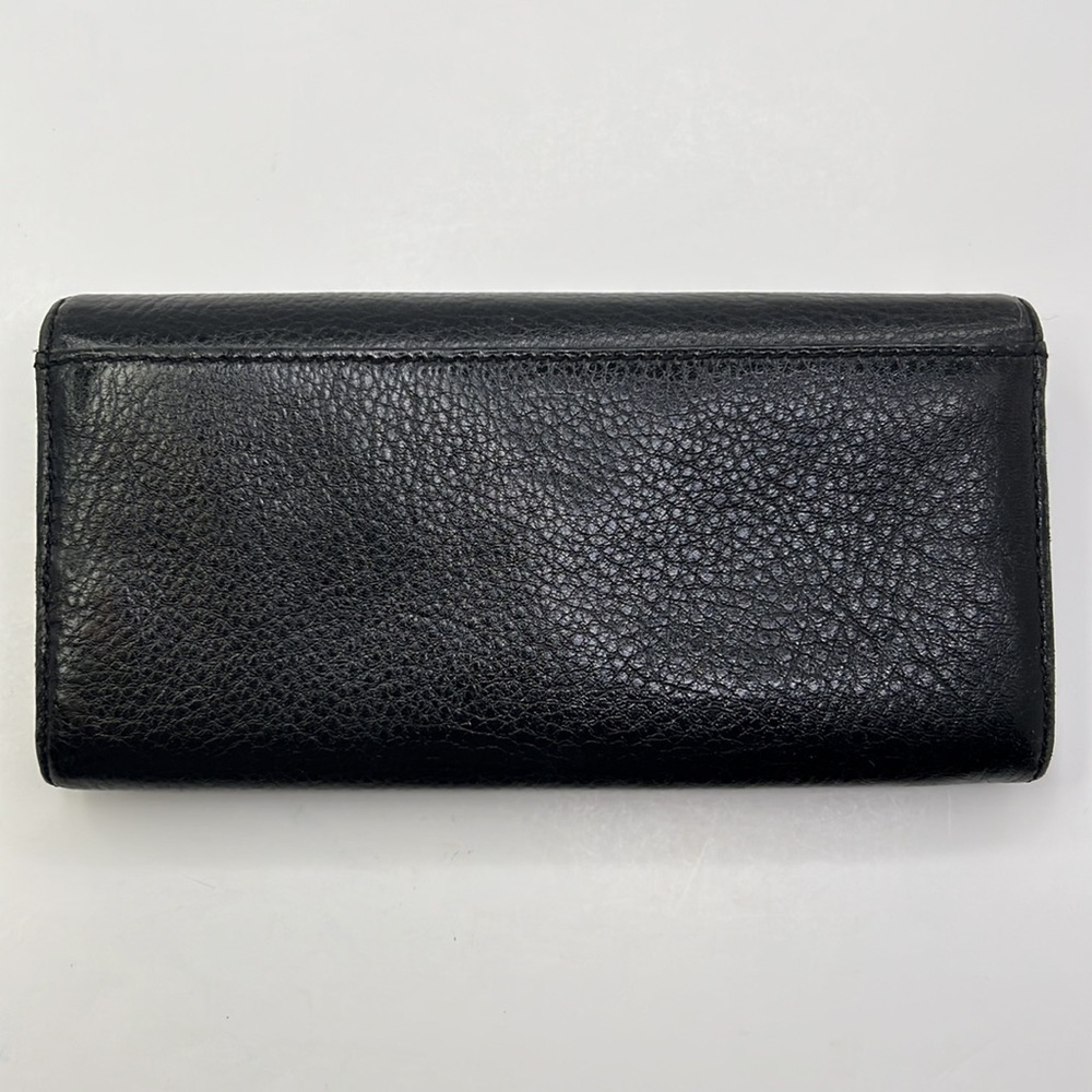 MIICHAEL KORS Black Fulton Flap Leather Wallet With Gold Colored LOGO - Picture 2 of 6